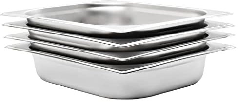 vidaXL 4x Contenitori Gastronorm Impilabili Universali Rettangolari Atossico Teglie Cucina GN 1/2 65 mm in Acciaio Inox Argento