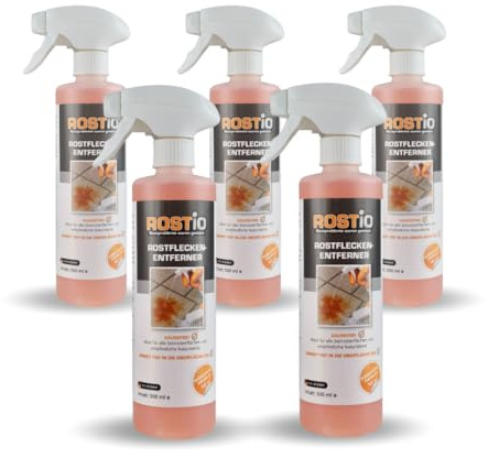 Traitement antirouille ultra efficace de Rostio pour les surfaces en pierre | nettoie les taches de rouille sur la pierre, le marbre, le granit et votre terrasse (5x)