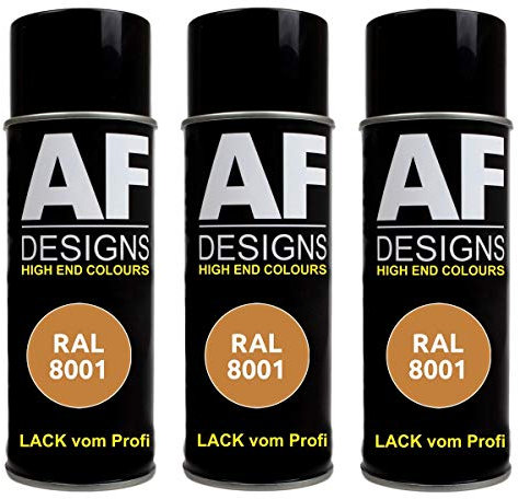 Alex Flittner Designs 3x RAL Lackspray Autolack Buntlack Spraydose RAL8001 OCKERBRAUN matt