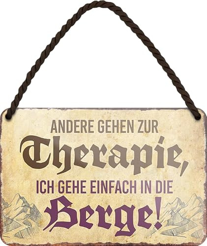 schilderkreis24 Blechschilder Kollektion 18x12cm – Lustige & inspirierende Sprüche zu Bergen, Wandern & Skifahren -Deko & Geschenkideen: (Andere gehen zur Therapie)