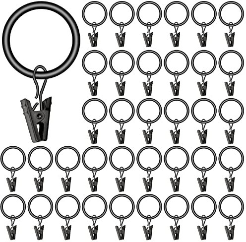 40pcs Metall Gardinenringe Vorhangringe Hängende Ringe, Vorhangstangenring-Clips für Küche, Bad, Schlafzimmer, Wohnzimmer, Balkon