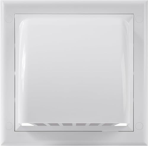 ECOPRO VENT 100mm White Vent Covers - ABS Cowled Extractor Fan Vent Cover with Back Draught Shutter, Ventilation Grille, Fits Inside Wall or Duct - Wall Vent Cover External - Tumble Dryer Vent Cover