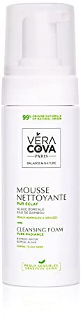 VERACOVA | Mousse Nettoyante Pur Éclat | Peau parfaitement nettoyée | Tonifie la peau | Grain de peau Affiné | SANS Savon ni Alcool | 99% d’ingrédients d’origine naturelle | Made in France |150 ml