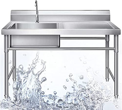 BEZAX Gewerbeküchenspüle,Unabhängige Multifunktionale Praktische Aus Edelstahl,Abnehmbare Tragbare Gewerbespüle,für Garten Restaurant Kantine Wäsche,Leftsink-0.8mm