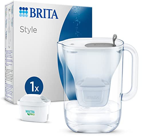 BRITA Carafe filtrante Style grise (2,4L) inclus 1 cartouche MAXTRA PRO All-In-1, Grey