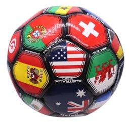 Tripact Inc 2026 Country Flags Soccer Ball Size 5, World Cup Ball, World Club National Teams, Flag Soccer Ball Size 5 - Black