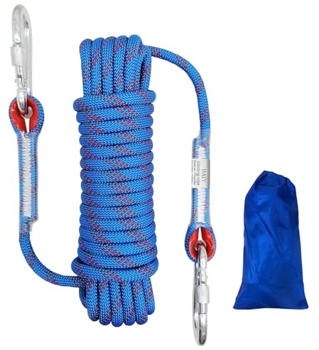 HAIY Climbing Rope, 10mm Static Rock Climbing Cord, High Strength Rope, Safety Rope for Escape, Fire Rescue, Dock Anchor, Ice Climbing (Blue, 32ft)