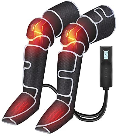 COMFIER Leg Massager Machine, Knee Massager with Heat,4D Kneading Calf Massager,Gifts for Men,Women,Leg Wraps Massage Boots for Relief,3 Heat Settings & 3 Intensities,Black