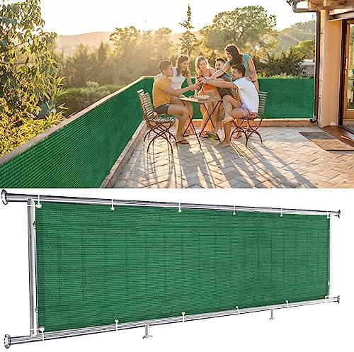 NINGBAI Pantalla Protección de Privacidad 80 x 950 cm Protección Visual Valla, Toldo Lateral Cubierta de Balcón Resistente al Viento Ocultación para Jardín Terraza, Verde Oscuro