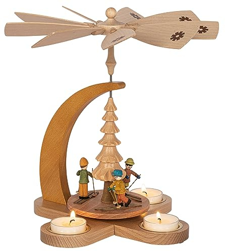 Richard Glaesser Pyramid Winter Children for Tea Lights from Seiffen in the Ore Mountains