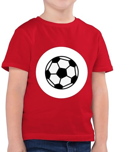 Kinder T-Shirt Jungen - Karneval & Fasching - Glücksbär Fußball Glücksbärchi Fussballer Geschenk Soccer I Fastnacht I Fasnacht I Fasnet - 128 (7/8 Jahre) - Rot - Faschings Shirt Jeck Fussball
