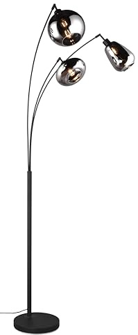 Trio Leuchten Stehleuchte Lumina 417000332, Metall Schwarz matt, Glas chrom bedampft, exkl. 3x E14