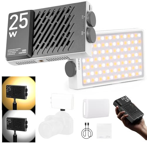 Zhiyun CINEPEER CM25 Luce LED Video Light, 25W Mini LED Portatile Bicolore per Illuminazione foto e Camera Light,Supporto Ventole Integrate, Ricarica Rapida PD, 14000Lux@ 2700K-6200K CRI 96+/TLCI 97+