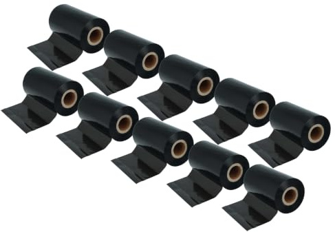 vhbw 10x Thermotransfer-Band kompatibel mit Datamax Honeywell H-4606 | H-4408 Drucker Etikettendrucker, Wischfest, 110 mm x 300 m, Wachs Harz Schwarz