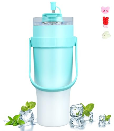 UrbanHomes 40oz Tumbler With Straw and Lid - Travel Mug, Reusable Thermos Flask, Vacuum Insulated Cup, Double Wall Stainless Steel for Hot Iced Coffee - Mint Green