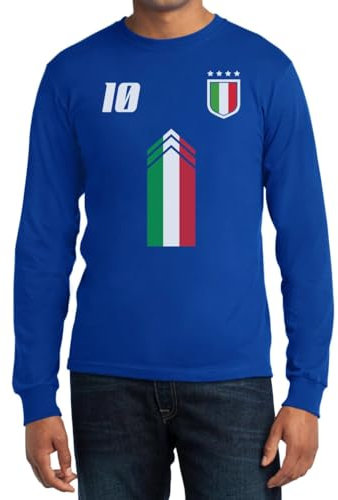 Shirtgeil Italia Calcio 2024 Abbigliamento Cool per i Tifosi Maglia Uomo Manica Lunga X-Large Blu