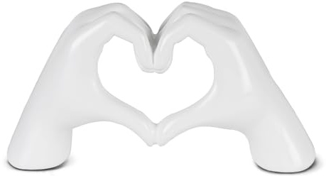 greafy Deko Skulptur Hand und Herz für Wohnzimmer & Schlafzimmer - Herzform Hand Statue Hochzeit, Partner/in, Mutter, Oma, weiß