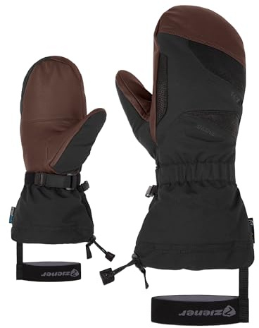 Ziener Gaikus - Manopla de esquí para Adultos, Impermeable, puño Largo, Lana, Color marrón Oscuro, 6,5