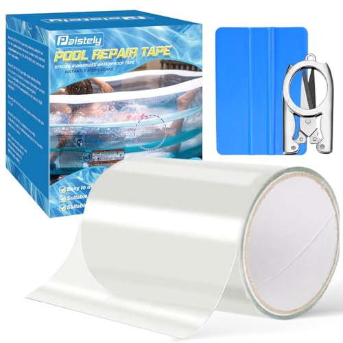 Paistely Pool Reparaturset, Wasserdichtes Pool Flickzeug Selbstklebendes Reparaturband Durchsichtig TPU Reparatur Flicken Flickset für Luftmatratze, Wasserbett, Aufblasbare Boot und So (10cm x 152cm)