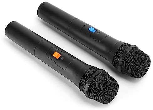 Akozon V16U Microfono Wireless Palmare Universale, Microfono Wireless con Ricezione USB VHF 2 in 1 per Karaoke, Riunioni e Spettacoli in (1 a 2)