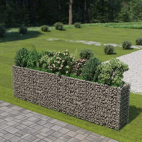 DYRJDJWIDHW Pot de Fleurs Exterieur,Grand Pot de Fleur Exterieur,Lit surélevé à Gabion Acier galvanisé 360x50x100 cmConvient pour Les patios, Les balcons et Les Jardins