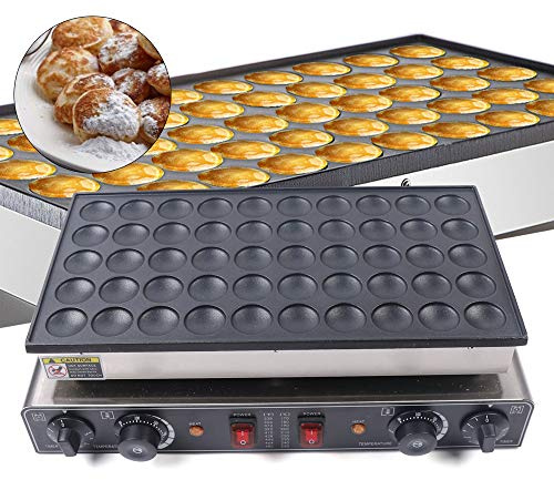 GCIUEMMH Waffle Pancake Machine - 50 Holes Pancakes Maker Machine 220V 850W Commercial 1.77in Mini Pancake Maker Non-stick Round Stainless Steel Waffle Machine With 50-300℃ Temp Range and Time Contro