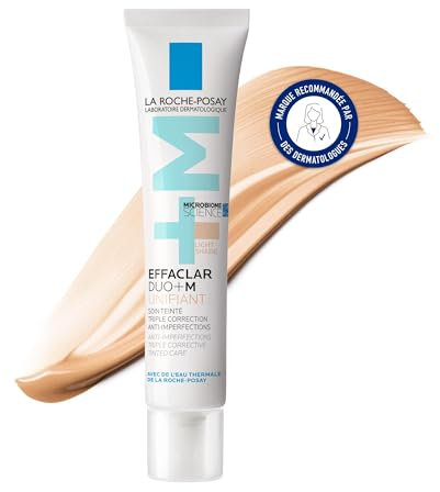 La Roche Posay Effaclar Duo+M Unifiant Hell, Getönte Gesichtspflege, Dreifach korrigierende, tiefenwirksame Pflege gegen Unreinheiten und Pickelmale, Anti-Rückfall, Für zu Akne neigende Haut, 40 ml