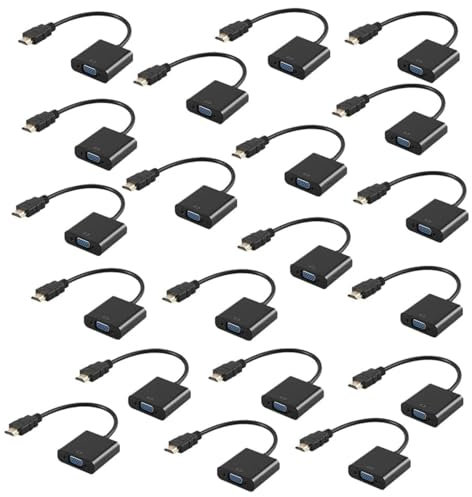 Jembe - Adaptateur HDMI Compatible mâle vers VGA Femelle Lot de 20 - VGA Femelle vers HDMI Compatible mâle pour Ordinateur Portable vers PC, Mac, Moniteur, Projecteur, HDTV 1080P