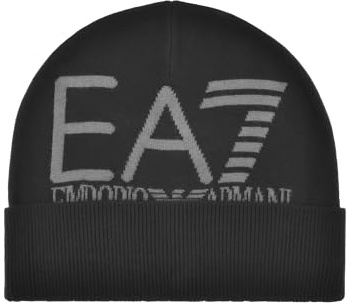 EA7 Emporio Armani Oversized Logo Mütze Schwarz/Vulkanglas, Schwarz , 54