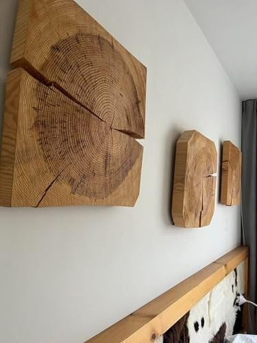 Wanddeko aus massiver Eiche im rustikalen Stil, Wanddekoration, Hängeholzbilder (30x30x5cm, Geölte Eiche)