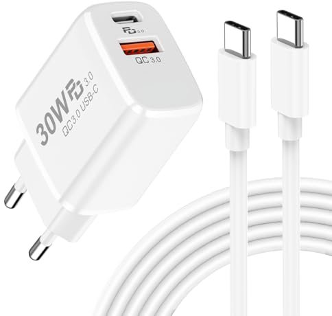 Chargeur USB C Charge Rapide pour Google Pixel 9 Pro/8 Pro/8A/7 Pro/6,30W Chargeur Rapide USB C Prise Type C PD&QC3.0 Adaptateur Secteur per Samsung S25/S24/S23,Xiaomi,iPhone 16/15 (YH-30WAC)