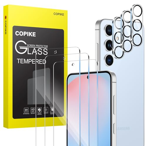 COPIKE Lot de 6 Protections d'écran, 3 x Verre Trempé Samsung Galaxy S24 FE 5G et 3 x Protection Caméra Arrière, Dureté 9H Résistant aux Rayures Sans Bulles D'air