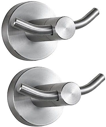 IMIKEYA 2pezzi Ganci Doppi Per Accappatoio in Acciaio Inossidabile Ganci Per Asciugamano Gruccia Per Vestiti Da Parete Per Cappotto Per Bagno e Cucina