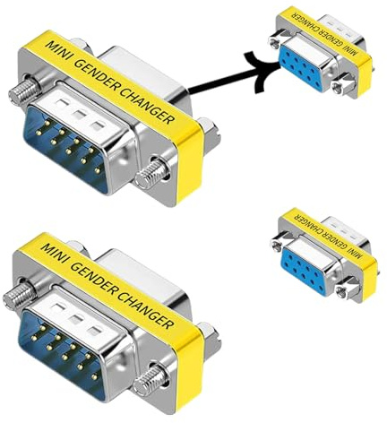 LNHCAW db9 Connector Null Modem Adapter，9-Pin Serial vga Adapter RS232 db9 Gender Changer,for Computer and Industrial Device Data Transfer(M-F (2P))
