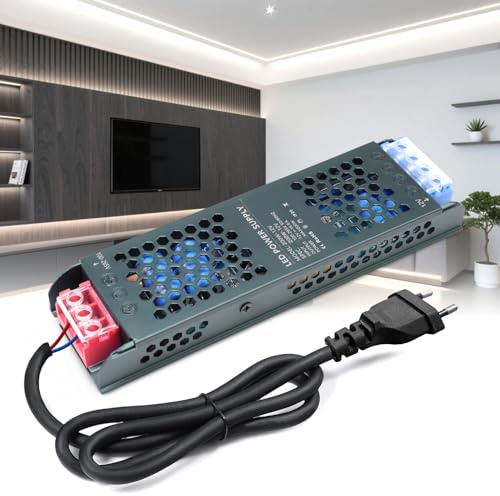 KSIBNW Transformador 220V a 12V, Fuente de Alimentación AC 220V a DC 12V 16,6A 100WLED Driver con Enchufe Extra Fino Fuente Alimentación de Voltaje Constante Driver de Bajo Voltaje para Tira LED