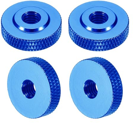 sourcing map 4 Stück gerändelte Rändelmuttern, M6 x 20 mm x 6 mm, weibliche Schulter, Aluminium, flach, Durchgangsloch, Verriegelungsmuttern, Griffknopfverschlüsse für 3D-Drucker-Teile, Maschine, DIY