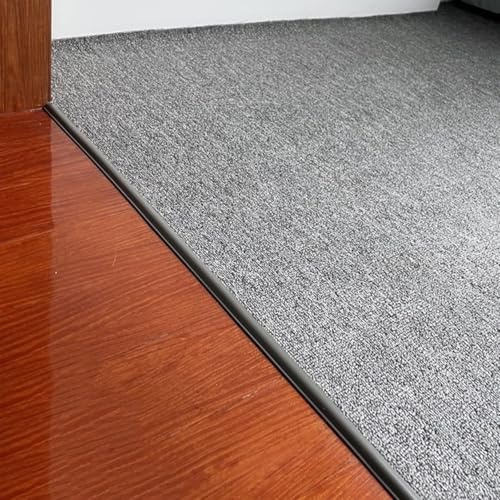 Striscia di rivestimento per bordi del pavimento del tappeto, strisce di transizione in PVC grigio scuro, 33 mm di larghezza, protezione autoadesiva per bordi delle piastrelle, colore scuro