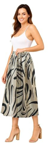 L S U Women Floral Print Skirt Soft Lightweight Elasticated Waist