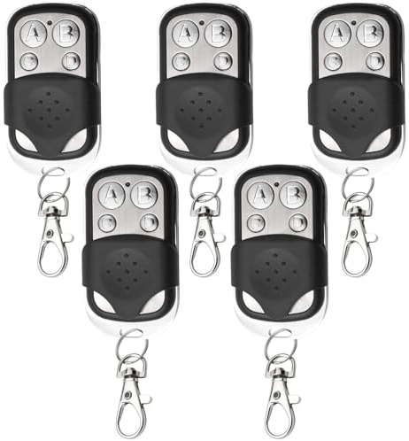 433.92 MHz Universal Garage Door Remote Control 5Pcs, Wireless Garage Door Opener Cloning Key Fob with 4 Buttons with Key Cover Slide, Gate Wireless Fob,Car Garage Door, Roller Shutters