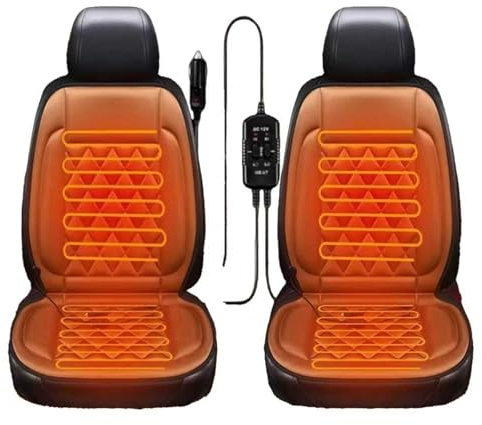 Kosinso 2 Stück Auto Sitz Auflage, Winter Autositz Auflage Mit Voller Rückenlehne Autositzbezüge Passend für Die Meisten Autos Zweisitzer (Braun)