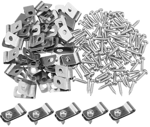Toyvian Clips Robustes pour Clôture en Fil de Fer en Aluminium Argenté Résistants la Corrosion Légers et Portables Lot de 100 Set de Sets avec Vis pour Installation de Clôtures