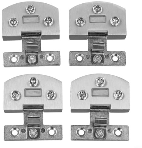 Desiumite Set di 4 cerniere regolabili per porta in vetro, in lega di zinco, morsetti per vetro da 5-8 mm, installazione senza foro, compatibile con porta a incasso (spazzolato)