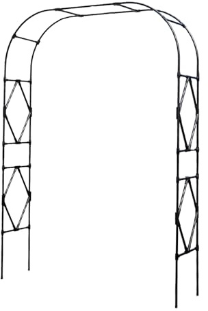 Arche de jardin en métal – Support de 3 m de large pour rosiers grimpants et vignes – Arche tubulaire de mariage pour cérémonies (noir, 2,2 x 2,40 m)
