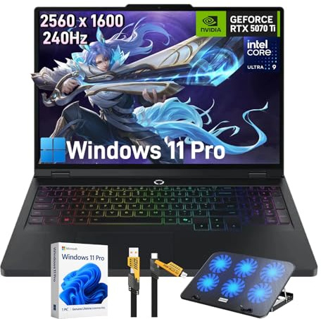 Lenovo Legion Pro 5i Gaming Laptop - Intel Core Ultra 9 275HX, NVIDIA GeForce RTX 5070 Ti, 16 QHD+ 240Hz Display, Windows 11 Pro, Wi-Fi 7, RGB Backlit Keyboard, 32 GB DDR5 + 2 TB SSD, W/Cooling-Pad