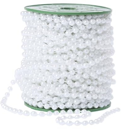 Ghirlanda di perline, nastro, Filo di perle finte, 2 pezzi, multicolore, 3-6 mm, for artigianato fai da te(White,6mm)