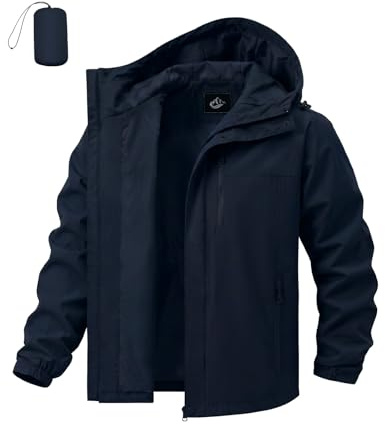 heekpek Chaqueta Impermeable Hombre Chubasquero Hombre Impermeable Chaquetas Cortavientos Ligera y Plegable con Múltiples Bolsillos Ideal para Senderismo Capucha Ajustable