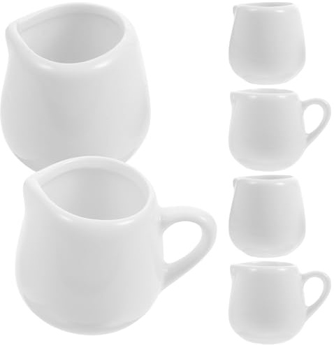 CONGARTENO Set da 6 Tazze Portasalse in Ceramica Manico, Bricchi per Latte Compatti per Schiumare Caffè e Servire Panna, per Uso Domestico e Ristorazione