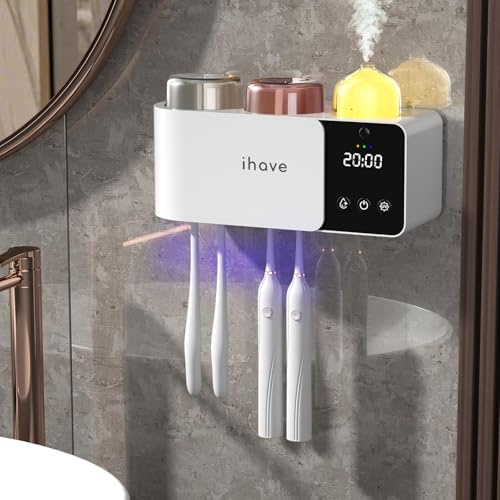 iHave Toothbrush Holders Wall Mounted - 2 Cups Bathroom Organizer