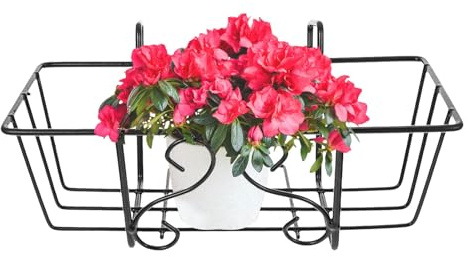 VICASKY Portavasi da Balcone in Ferro Resistente Mensola Sospesa per Ringhiera, Supporto Robusto per Fioriere da Esterno, Mensola Porta Piante per Bonsai e Piante Grasse, Facile