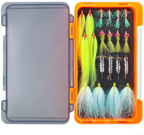 Set per pesca a mosca per trote e spigole, con mosche ninfe bagnate fatte a mano, in acciaio al carbonio, varie misure 1 # 10 # 16 # 18 # custodia compatta (TZ00620)